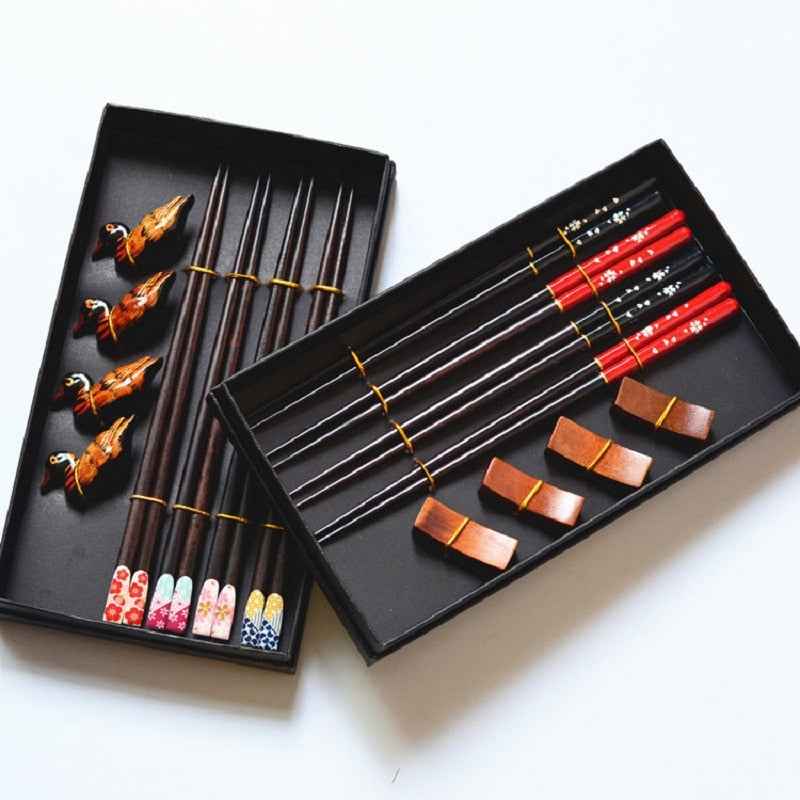 Bento Hashi Oki Set | Handgemaakt Hout, Luxe Eetstokjes & Houders