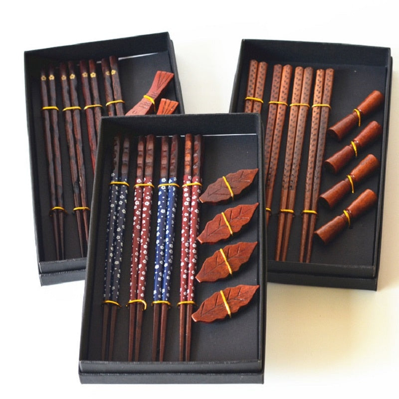 Bento Hashi Oki Set | Handgemaakt Hout, Luxe Eetstokjes & Houders
