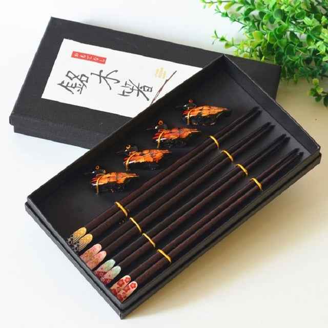 Bento Hashi Oki Set | Handgemaakt Hout, Luxe Eetstokjes & Houders