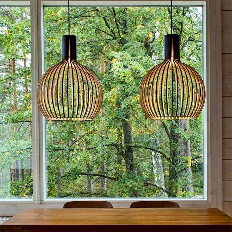 Bela Pendant Light | Handcrafted Natural Wood, Adjustable Height