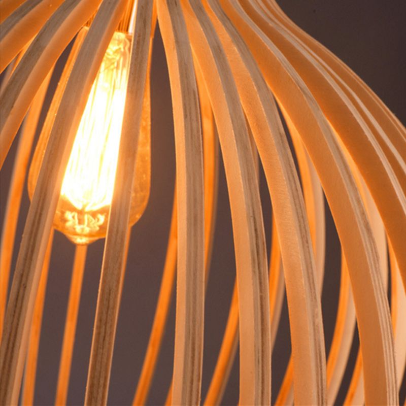 Bela Pendant Light | Handcrafted Natural Wood, Adjustable Height