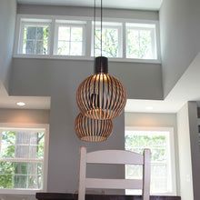 Bela Pendant Light | Handcrafted Natural Wood, Adjustable Height