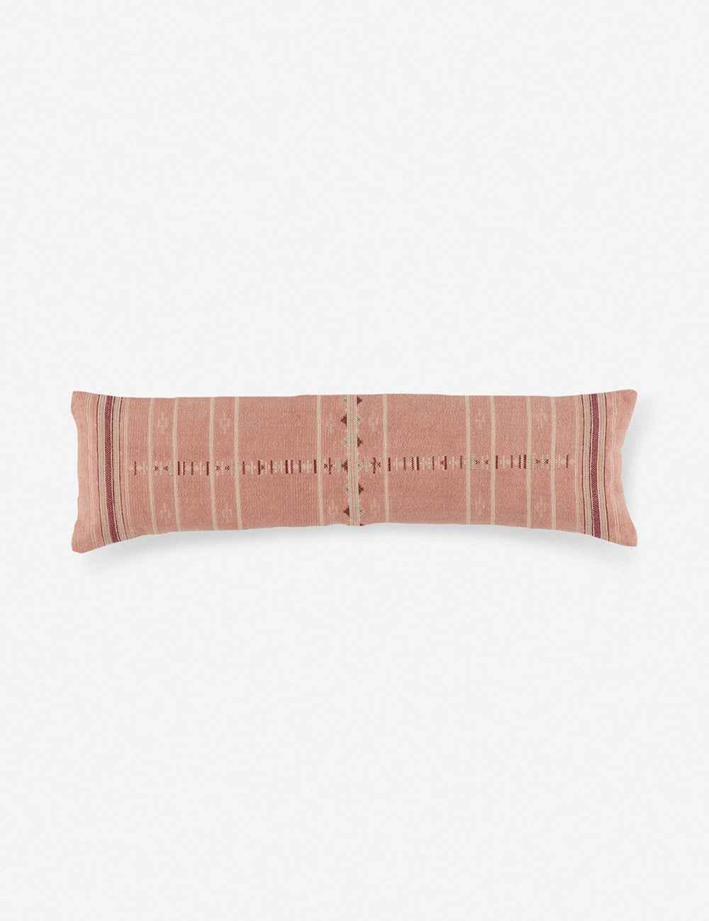 Vireo Long Lumbar Pillow | Woven Cotton, Blush & Cream Design