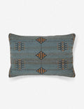 Bela Indigo Lumbar Pillow | Woven Cotton & Wool, Boho Detailing