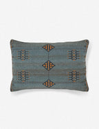 Bela Indigo Lumbar Pillow | Woven Cotton & Wool, Boho Detailing