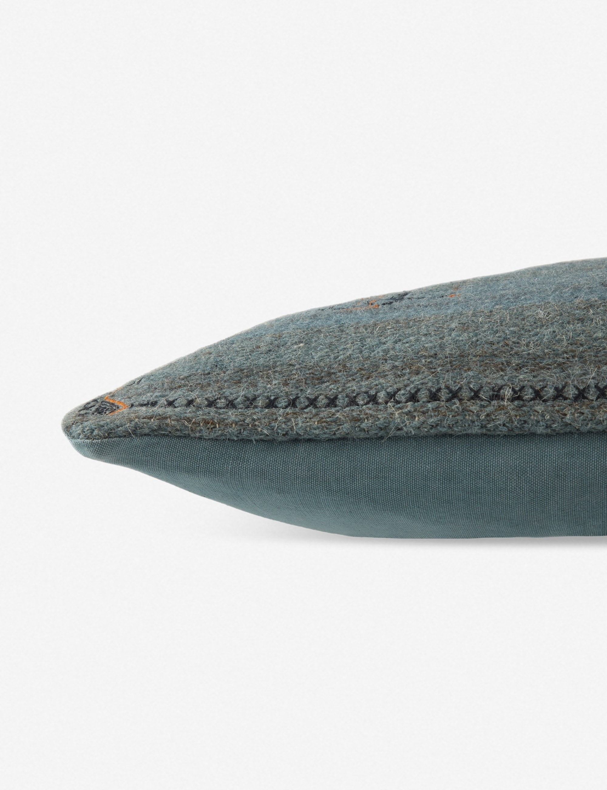 Bela Indigo Lumbar Pillow | Woven Cotton & Wool, Boho Detailing