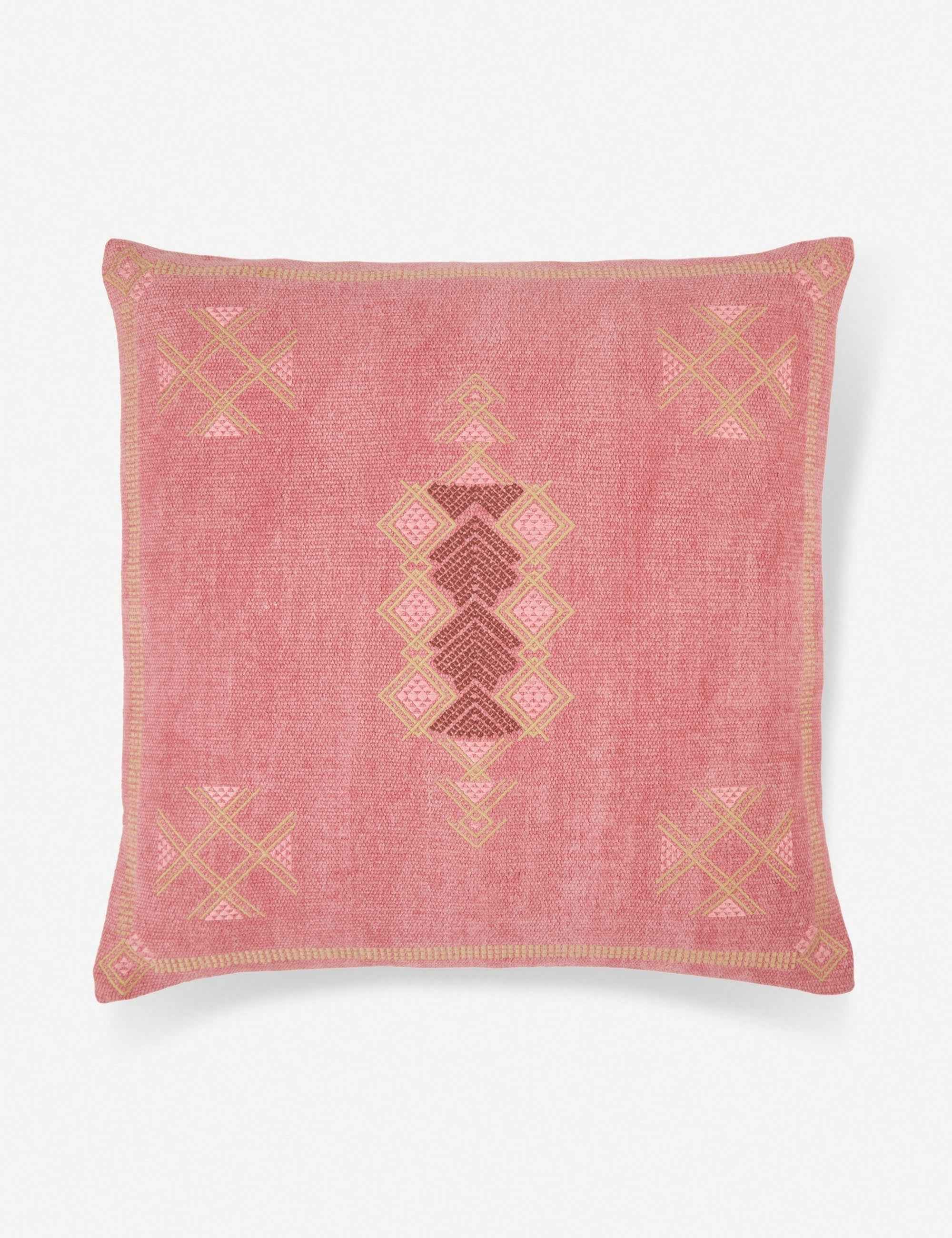 Mira Decorative Pillow | Solid Woven Cotton, Arabesque Pattern