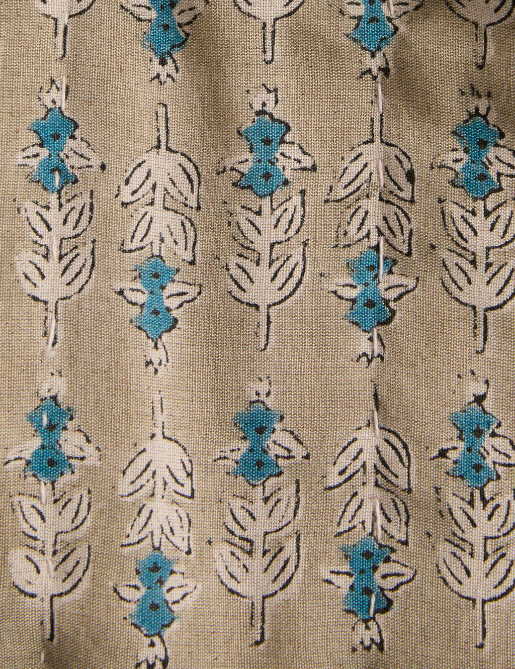 Bela Quilt | Linen Cotton Blend, Floral Block Print