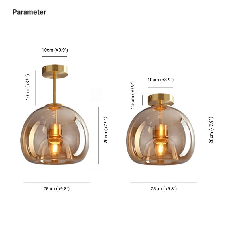 Bela Ceiling Light | Vintage Amber Bubble Glass Shade