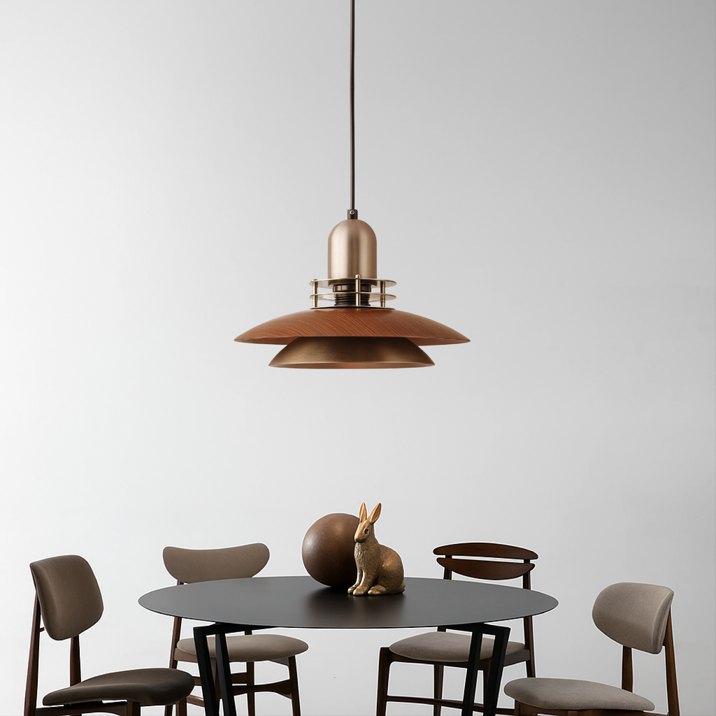 Cilessa - Hanging Lamp with Layered Walnut Wood Design
