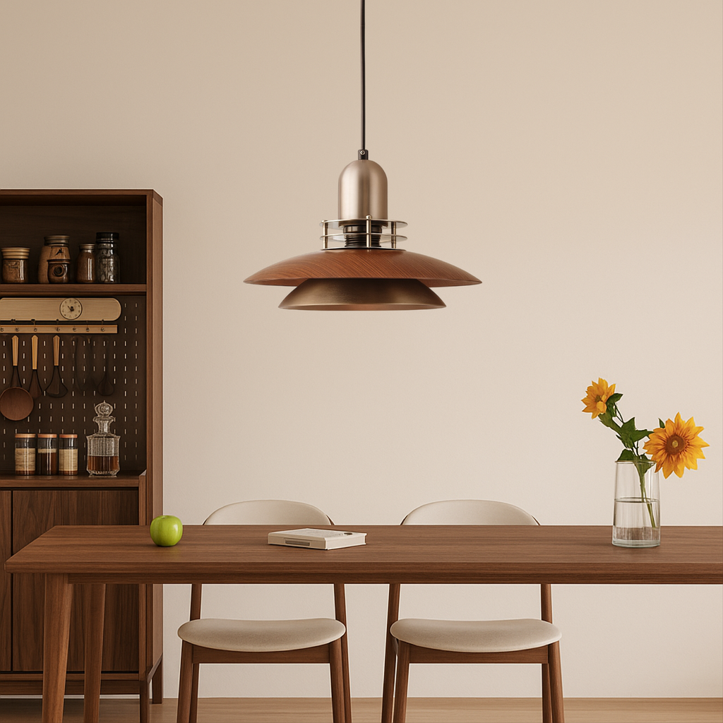 Cilessa - Hanging Lamp with Layered Walnut Wood Design