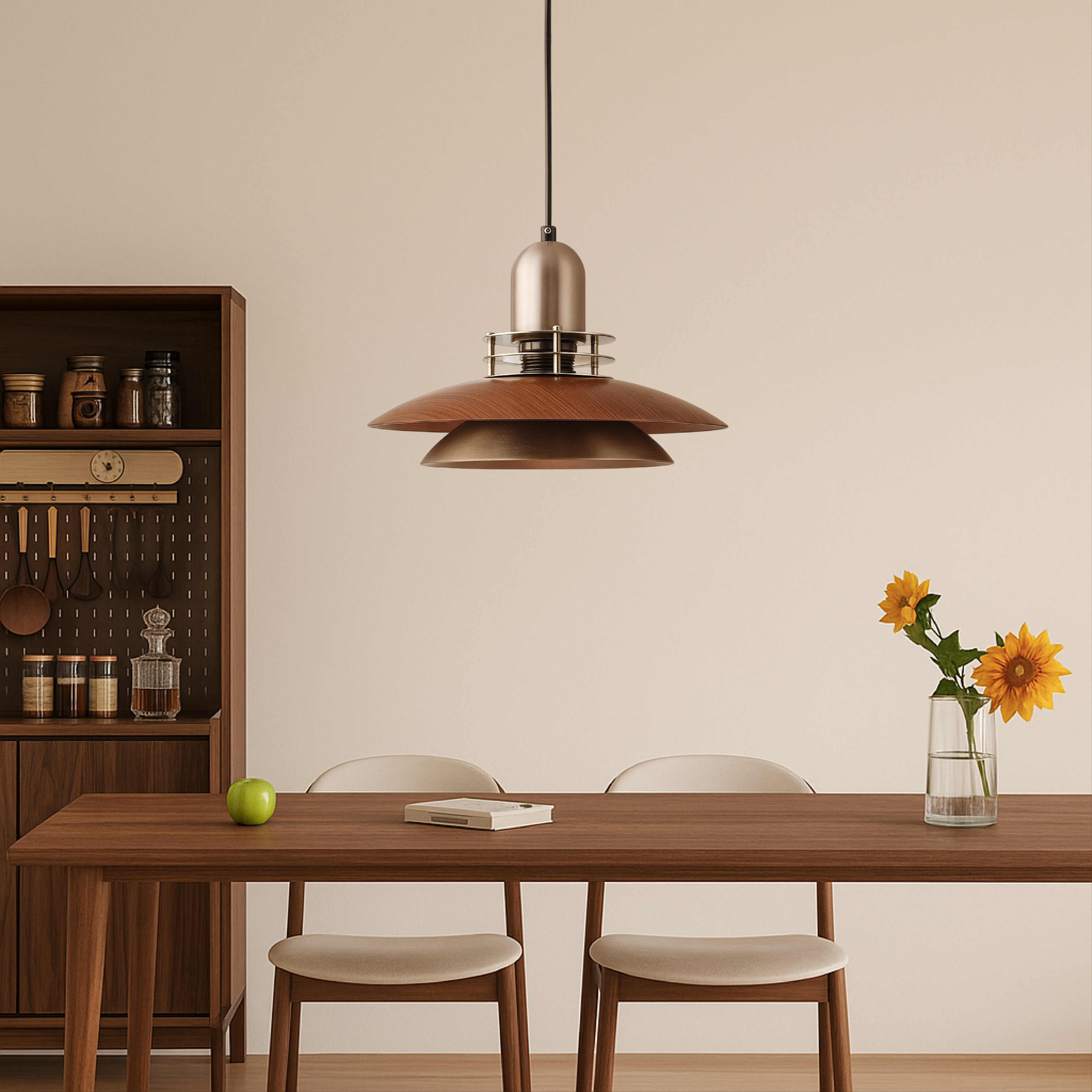 Cilessa - Hanging Lamp with Layered Walnut Wood Design