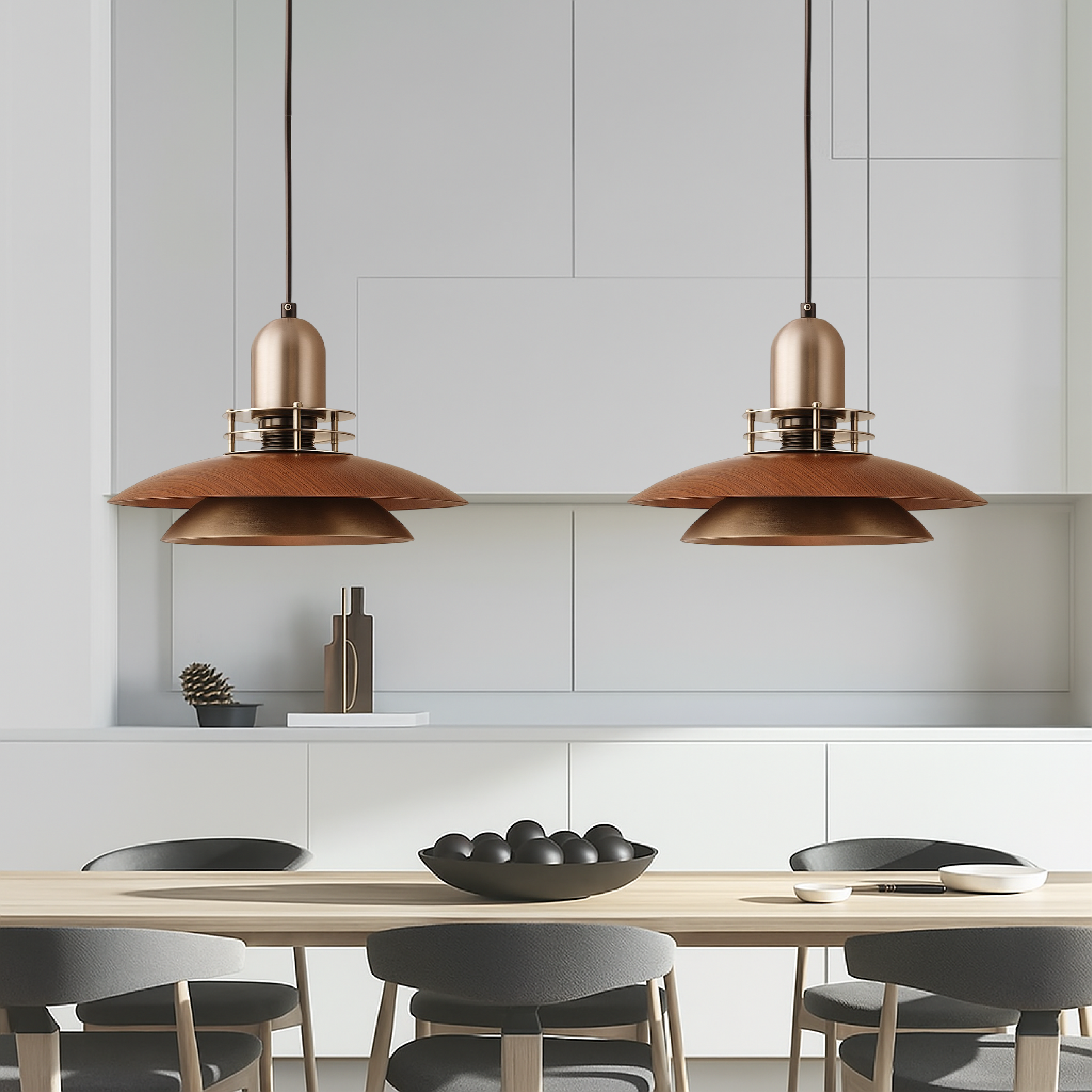Cilessa - Hanging Lamp with Layered Walnut Wood Design