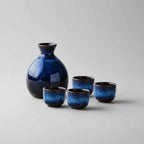 Bento Sake Set | Handgemaakt Keramiek, Indigo Blauw - 5-delig