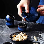 Bento Sake Set | Handgemaakt Keramiek, Indigo Blauw - 5-delig
