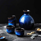 Bento Sake Set | Handgemaakt Keramiek, Indigo Blauw - 5-delig