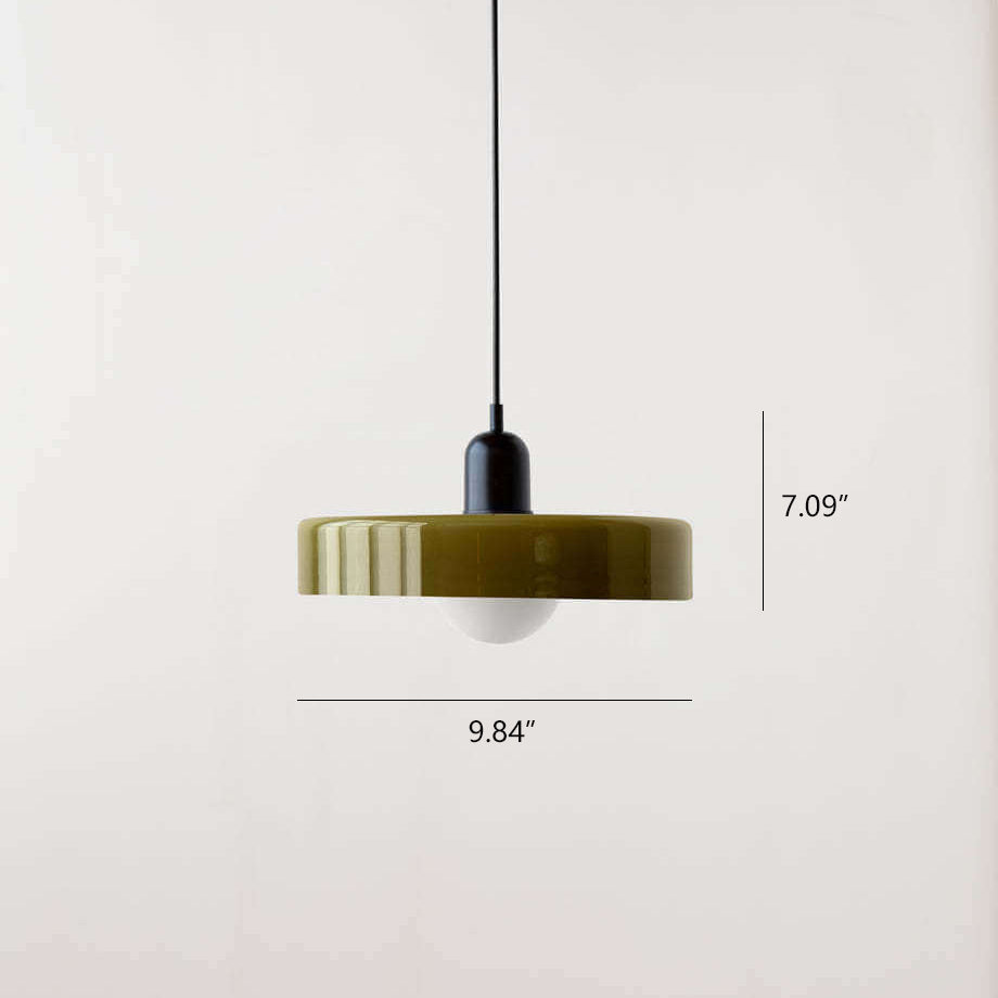 Retro Colorful Glass Dish 1-Light Pendant Lamp