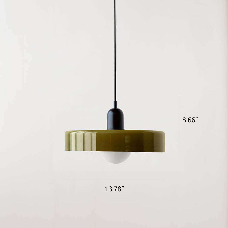Retro Colorful Glass Dish 1-Light Pendant Lamp