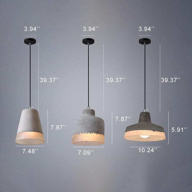 Industrial Minimalist Grey Cement Pendant Light - 1-Bulb Design