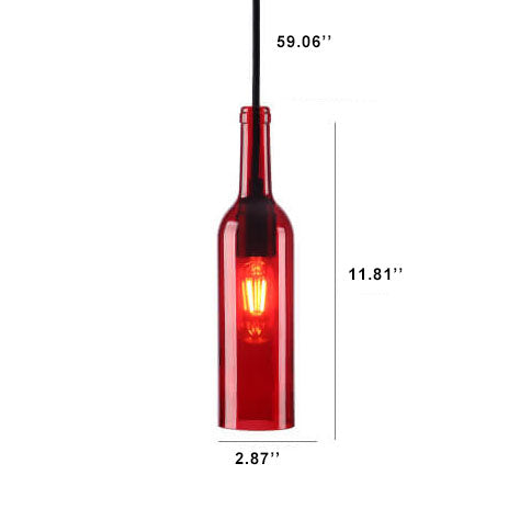 Vintage Glass Wine Bottle 1-Light Pendant Fixture