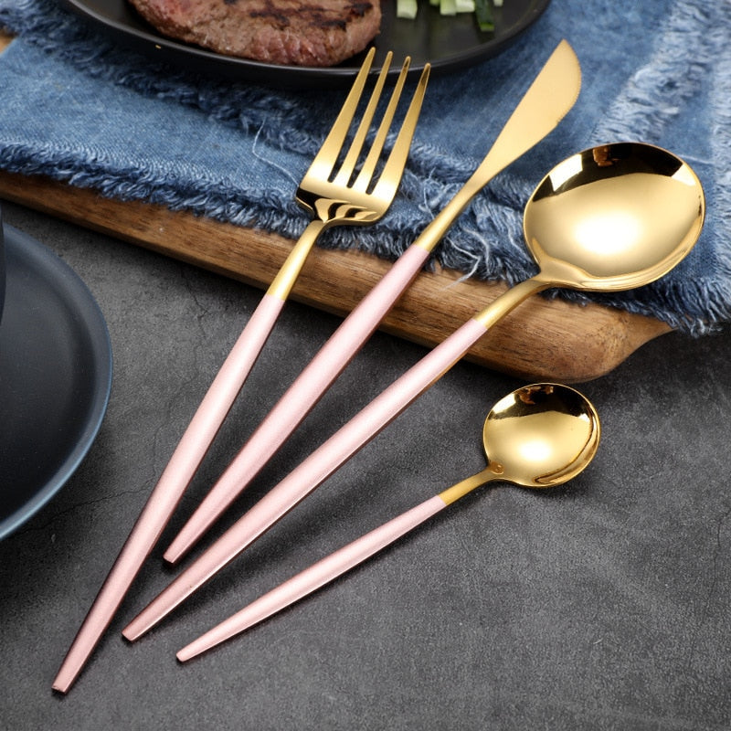 Stainless Steel Silverware Set Food Grade Reusable Mirror Finish Utensils