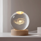 Crystal Ball Night Lamp with 3D Laser Art – Warm White Light for Relaxation & Modern Decor