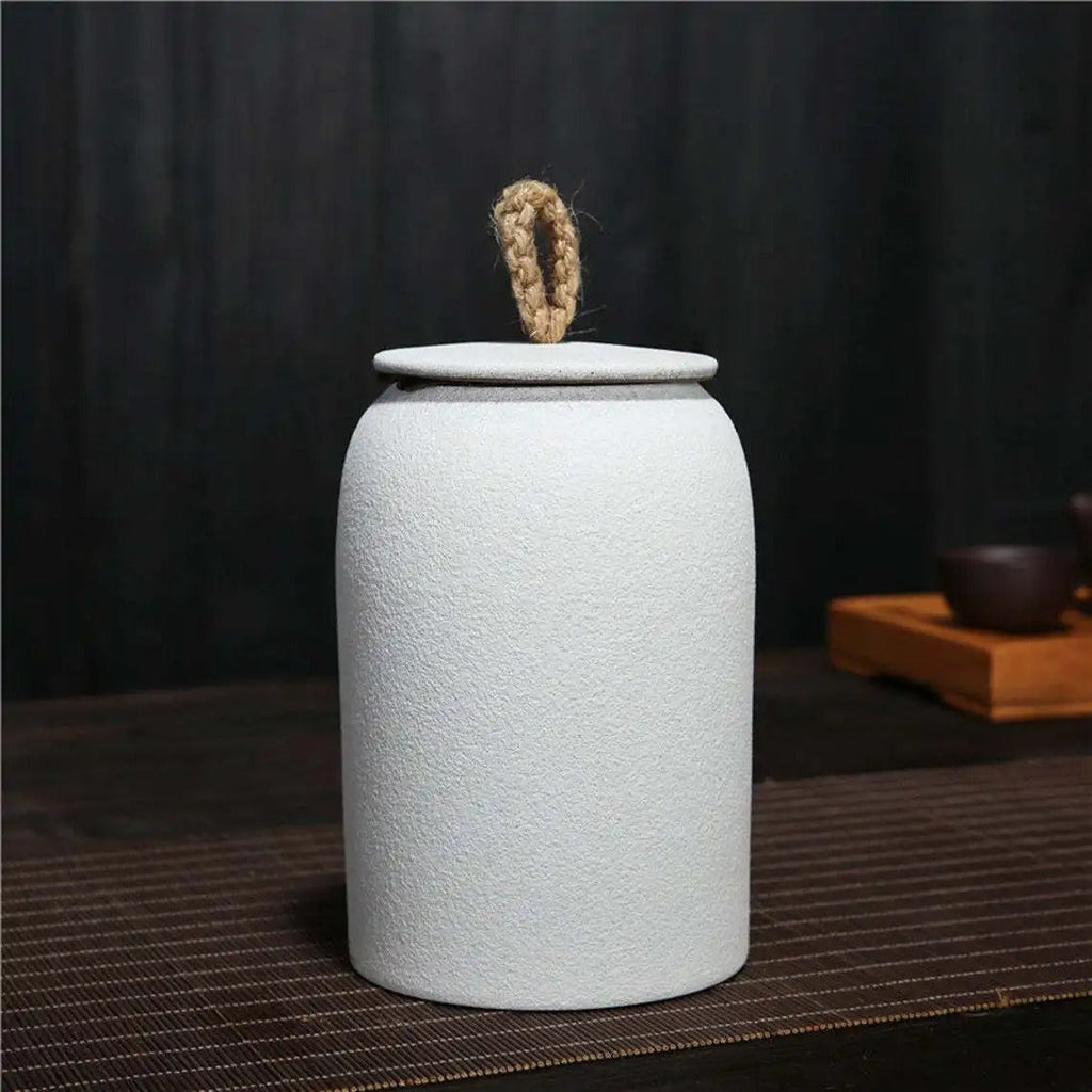 Ceramic Tea Canister with Lid Heat Resistant Compact Storage Container