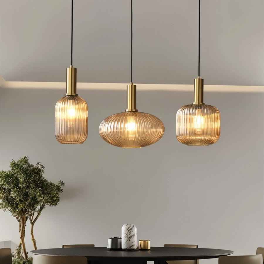 Bello Hanglamp | Geribbeld Glas, Messing E27