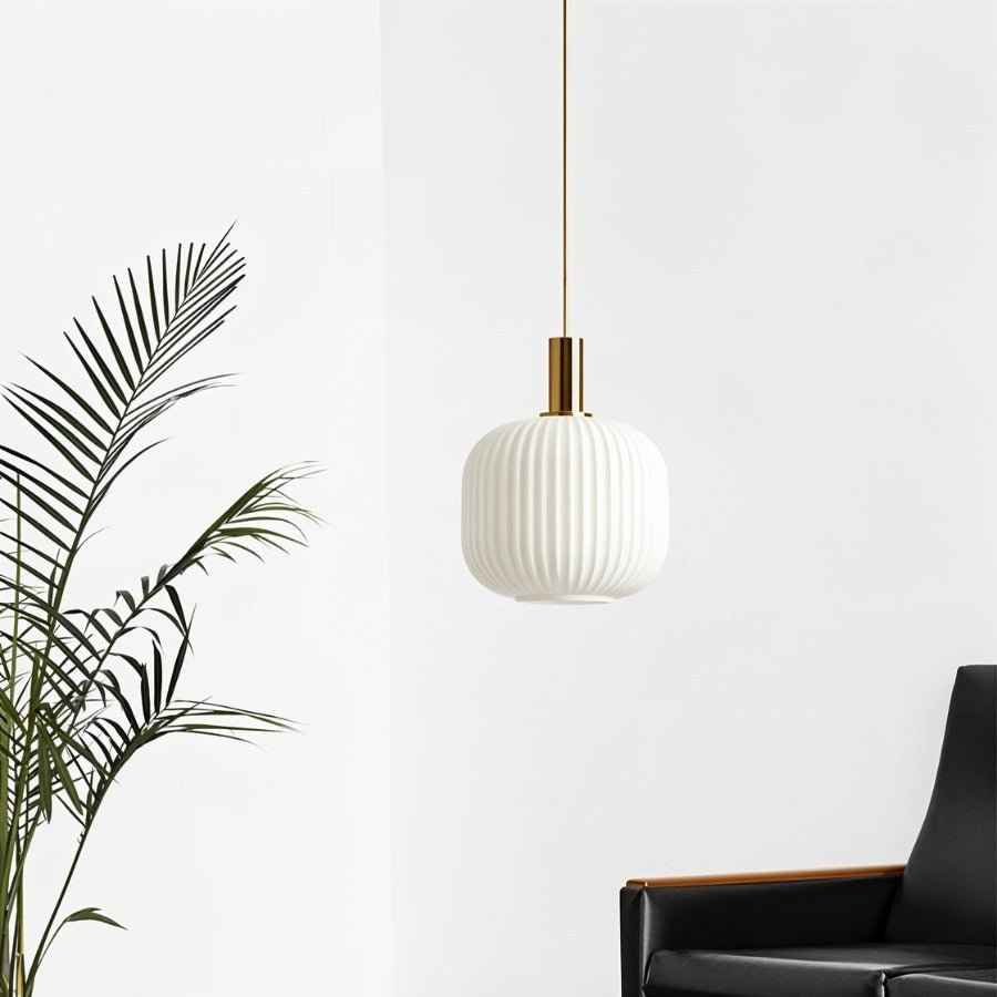 Bello Hanglamp | Geribbeld Glas, Messing E27