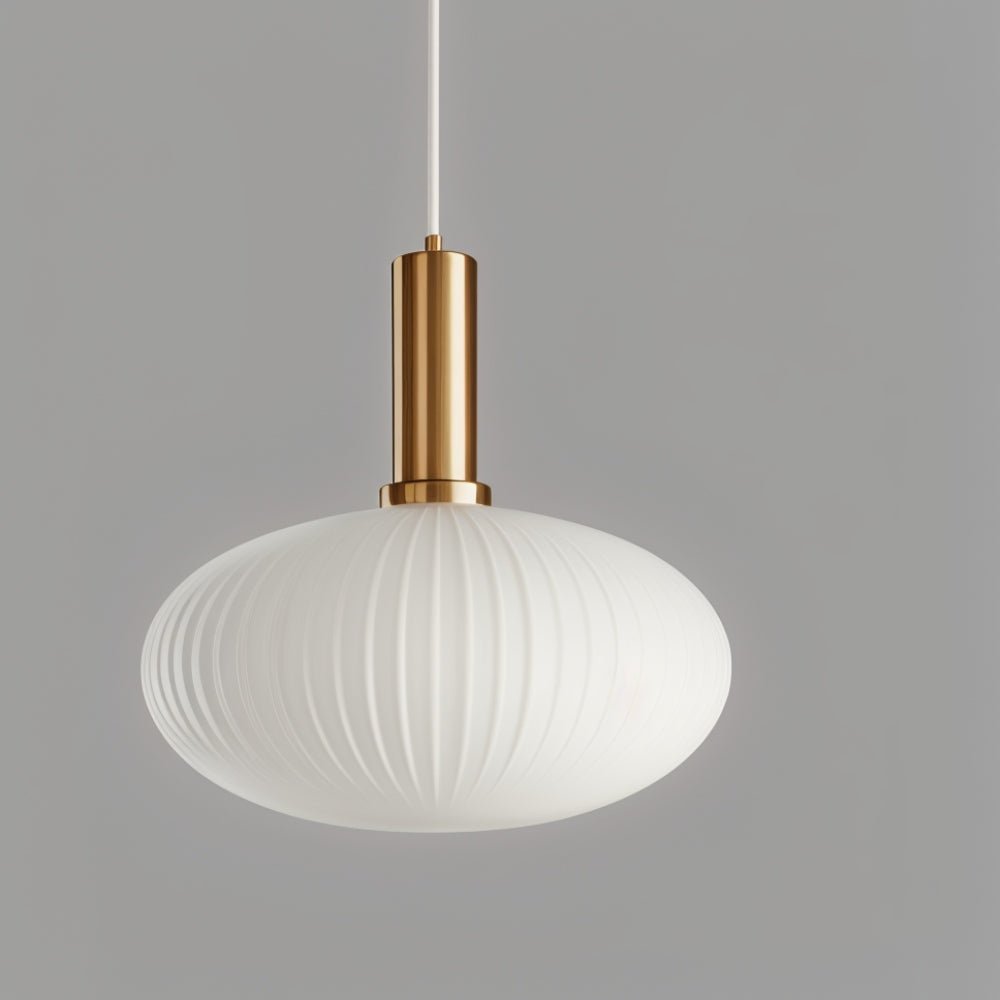 Brio Ribbed Glass Pendant Light | Vintage Elegance with Brass Accents