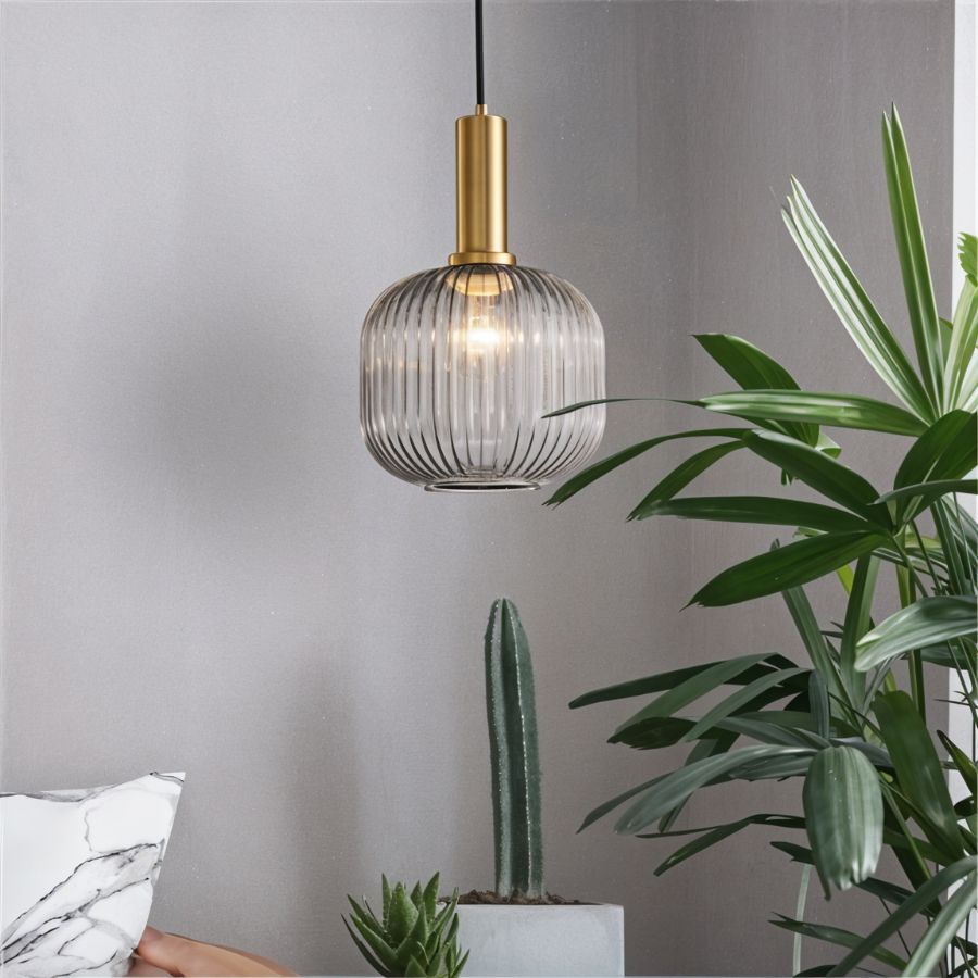 Bello Hanglamp | Geribbeld Glas, Messing E27