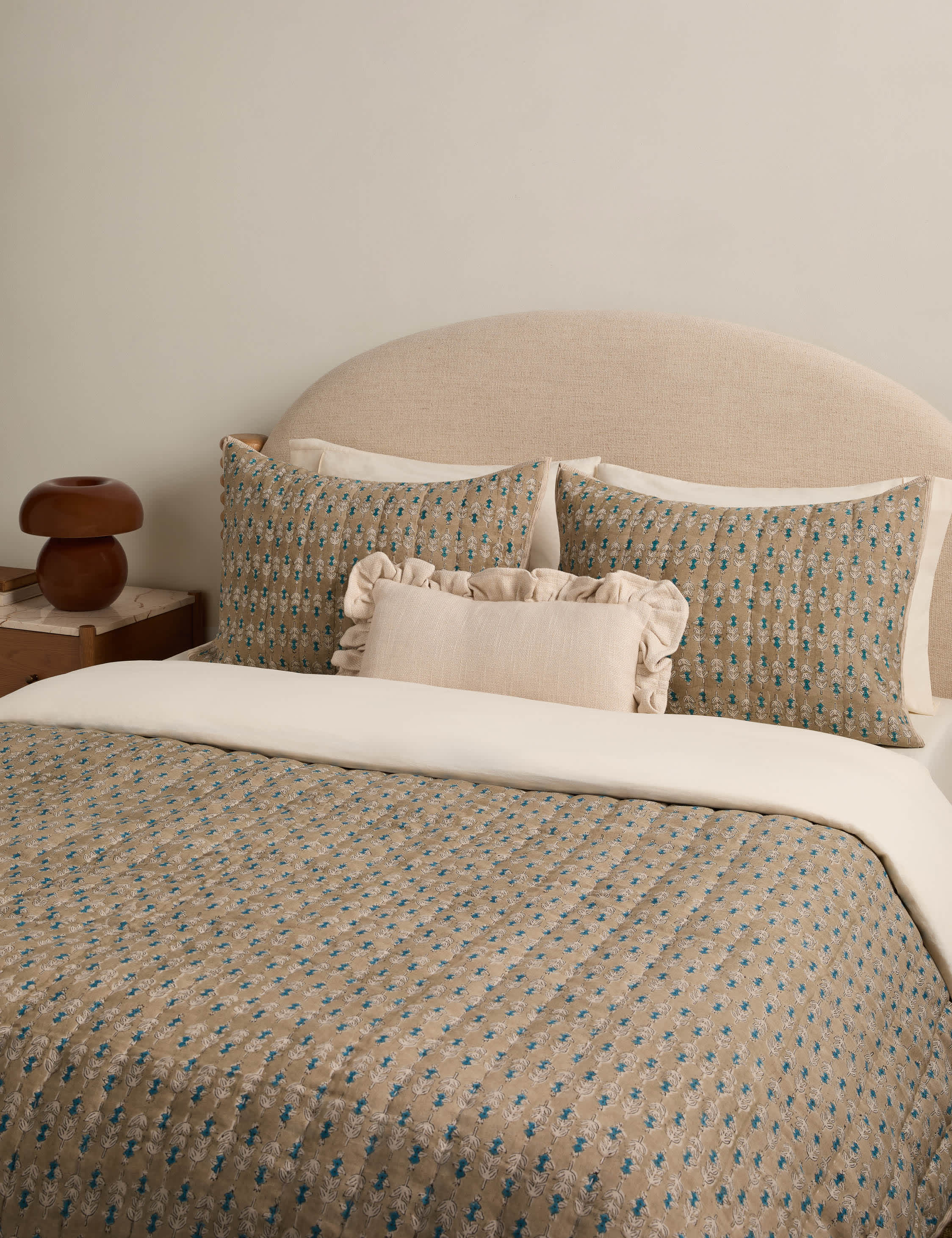 Bela Linen Cotton Quilt | Block Print Floral Design, Soft & Durable