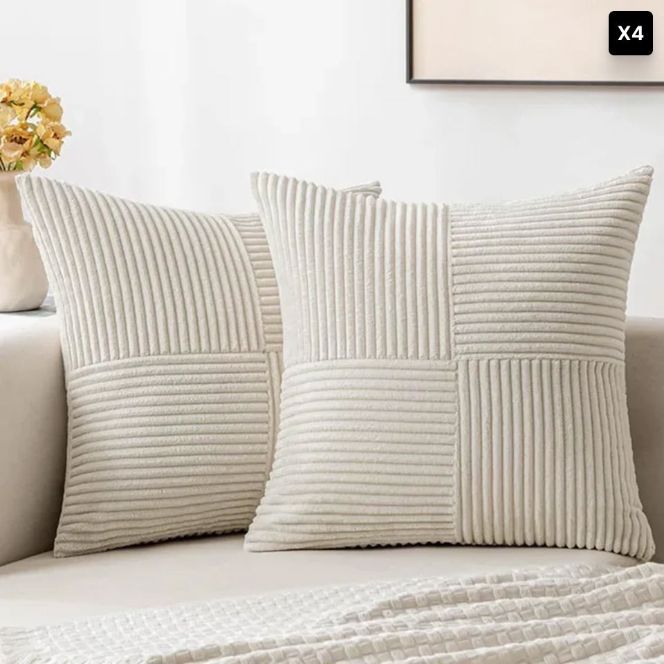 Bello Corduroy Cushion Cover | Soft Ribbed Velvet, Hidden Zipper