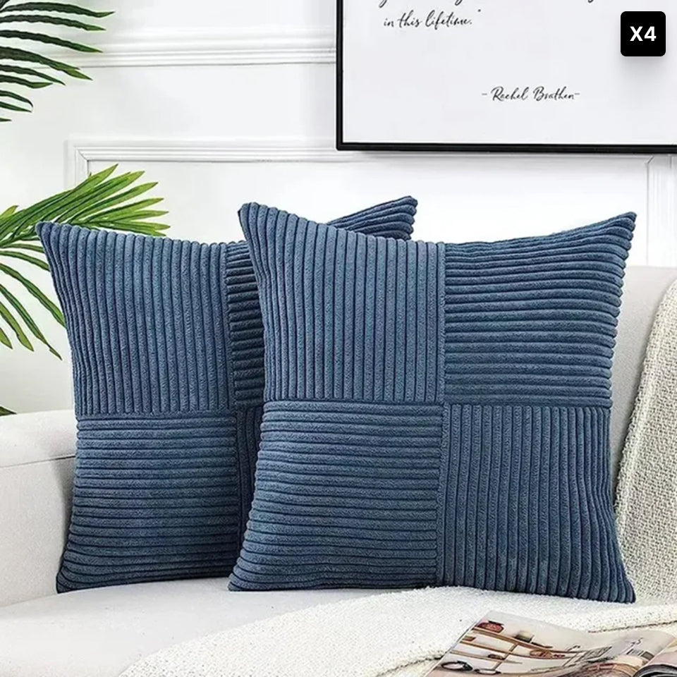 Bello Corduroy Cushion Cover | Soft Ribbed Velvet, Hidden Zipper