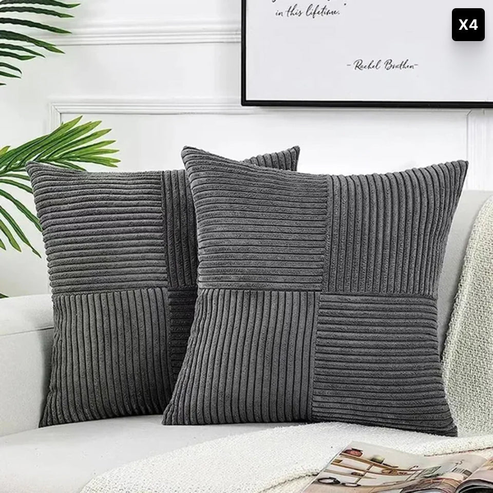 Bello Corduroy Cushion Cover | Soft Ribbed Velvet, Hidden Zipper