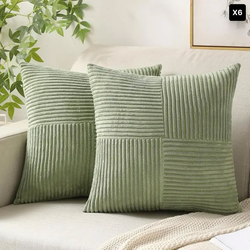 Bello Corduroy Cushion Cover | Soft Ribbed Velvet, Hidden Zipper