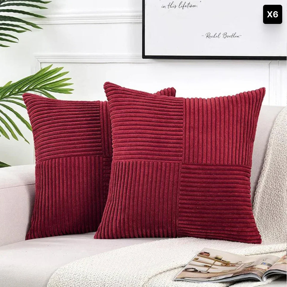 Bello Corduroy Cushion Cover | Soft Ribbed Velvet, Hidden Zipper