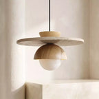 Kudaro – Travertine Wooden Japandi Pendant Lamp