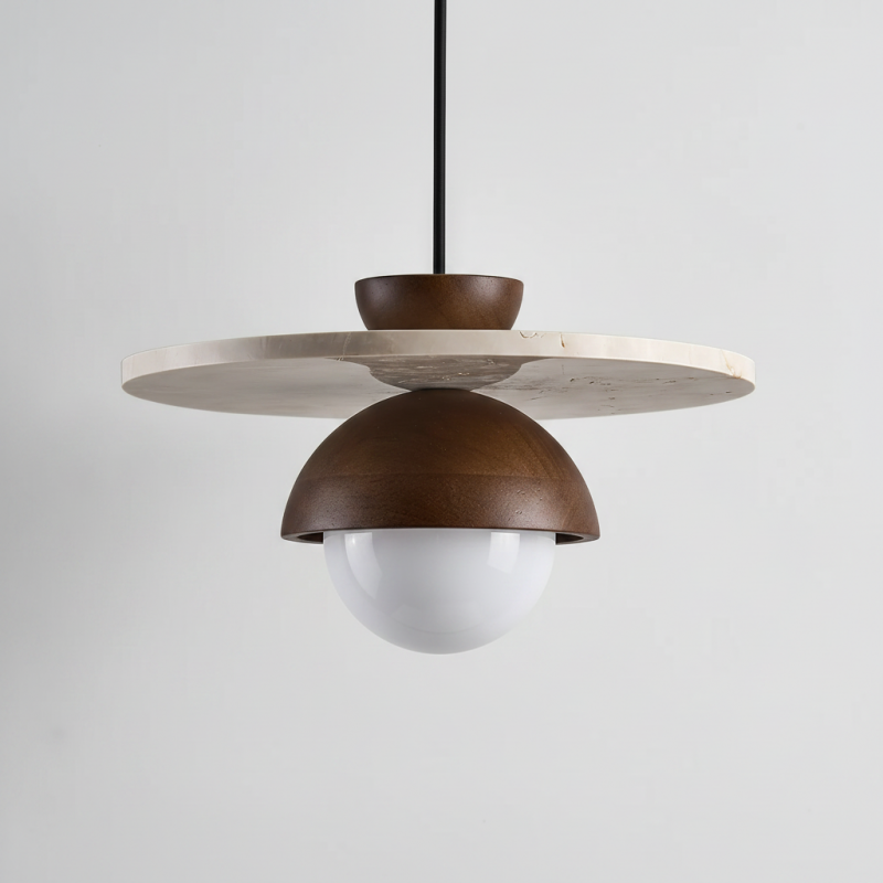 Kudaro – Travertine Wooden Japandi Pendant Lamp