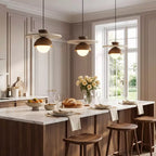 Kudaro – Travertine Wooden Japandi Pendant Lamp