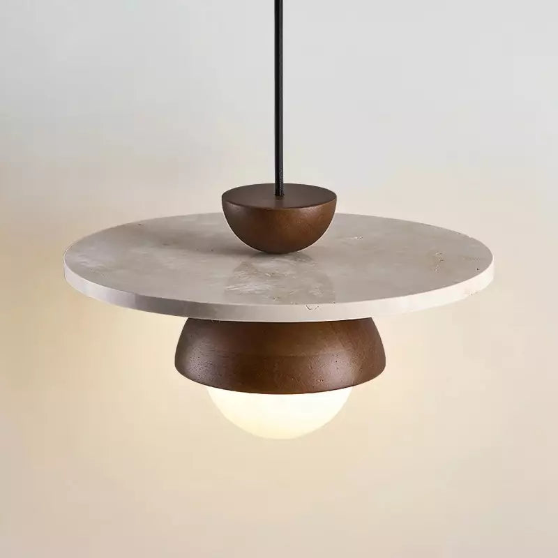Kudaro – Travertine Wooden Japandi Pendant Lamp