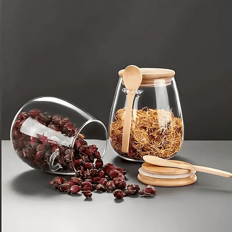 Bela Glass Storage Jar | Airtight, Natural Bamboo Lid - 3 Sizes
