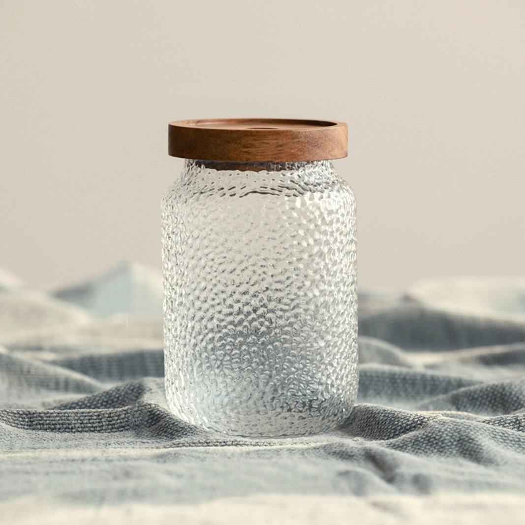 Bela Glass Storage Jar | Acacia Wood Lid, 3 Sizes Available