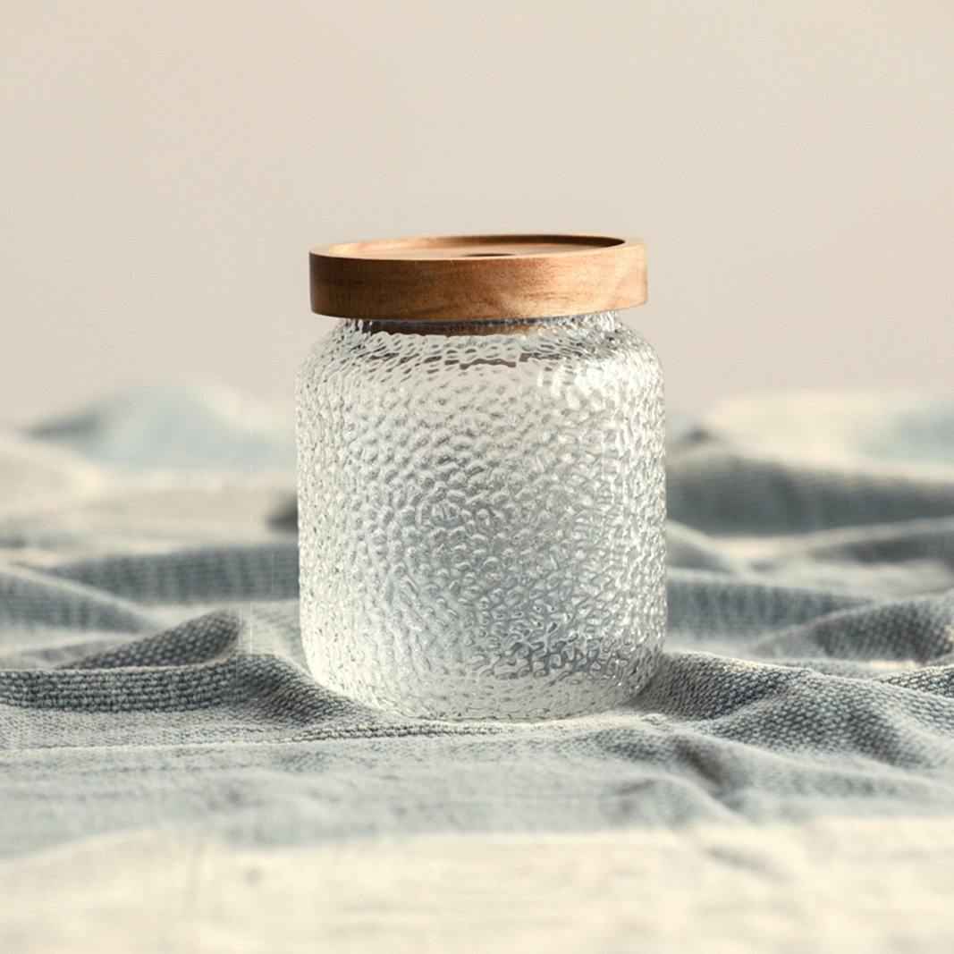 Bela Glass Storage Jar | Acacia Wood Lid, 3 Sizes Available