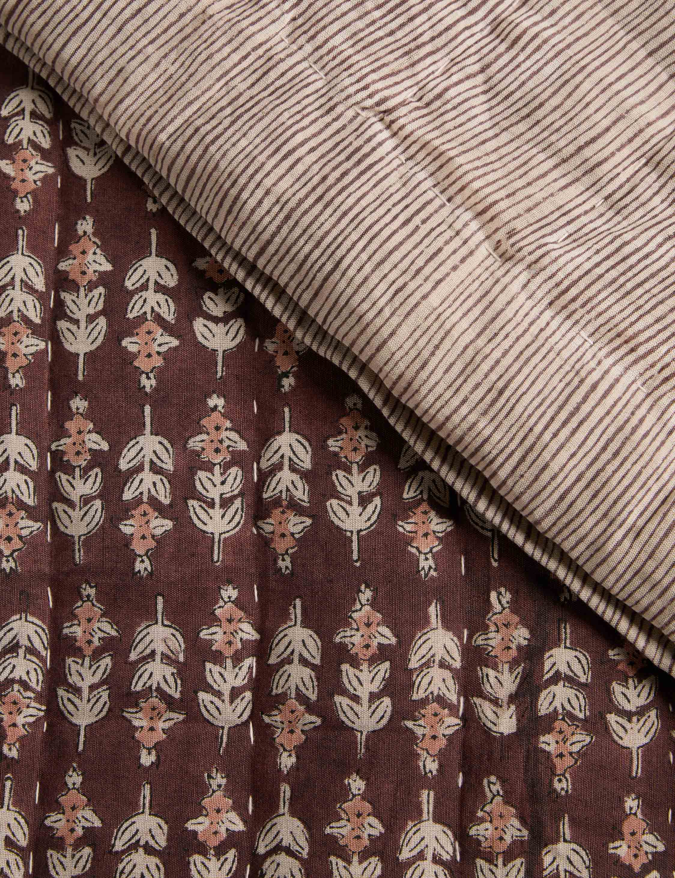 Bela Linen Cotton Quilt | Block Print Floral Design, Soft & Durable