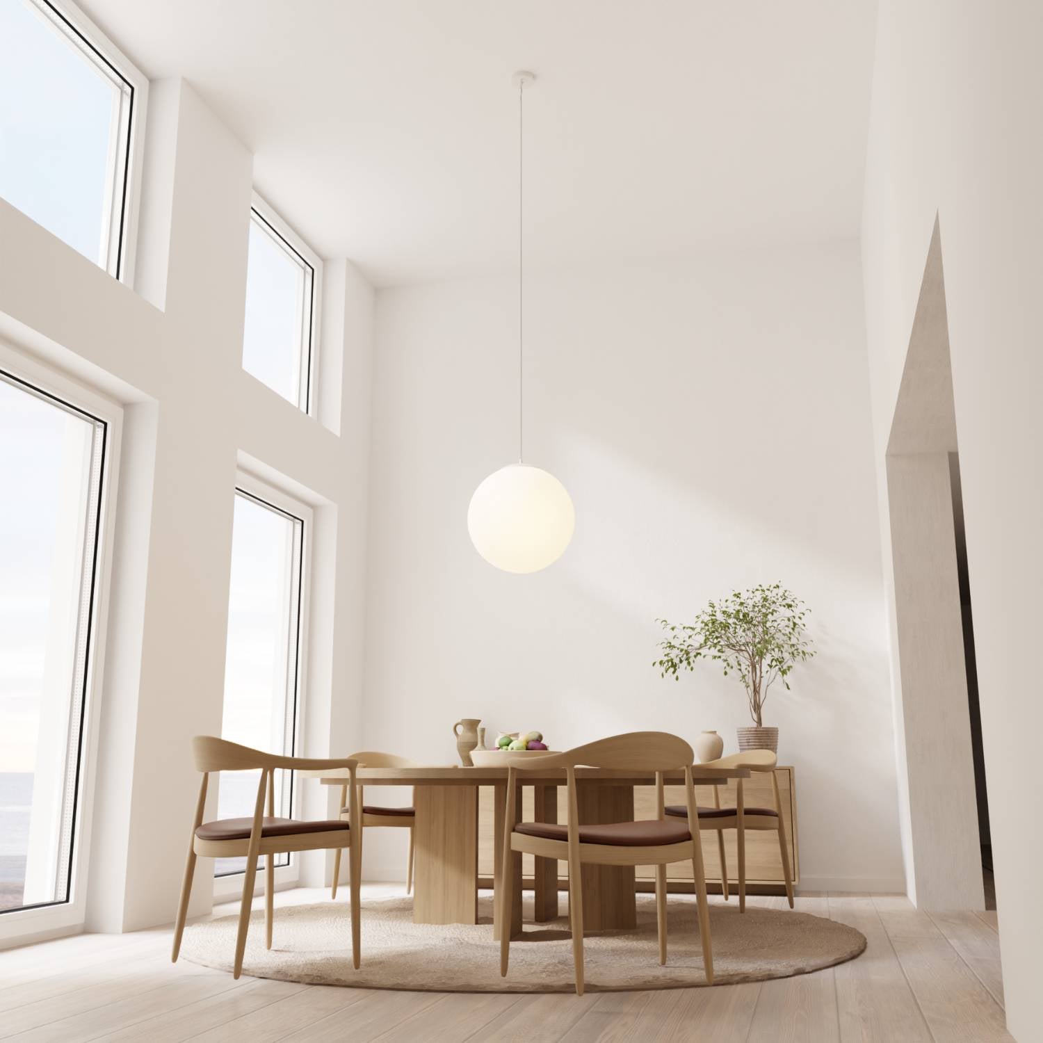 Zyra Pendant Light | Matte Opal Glass, Spherical Design