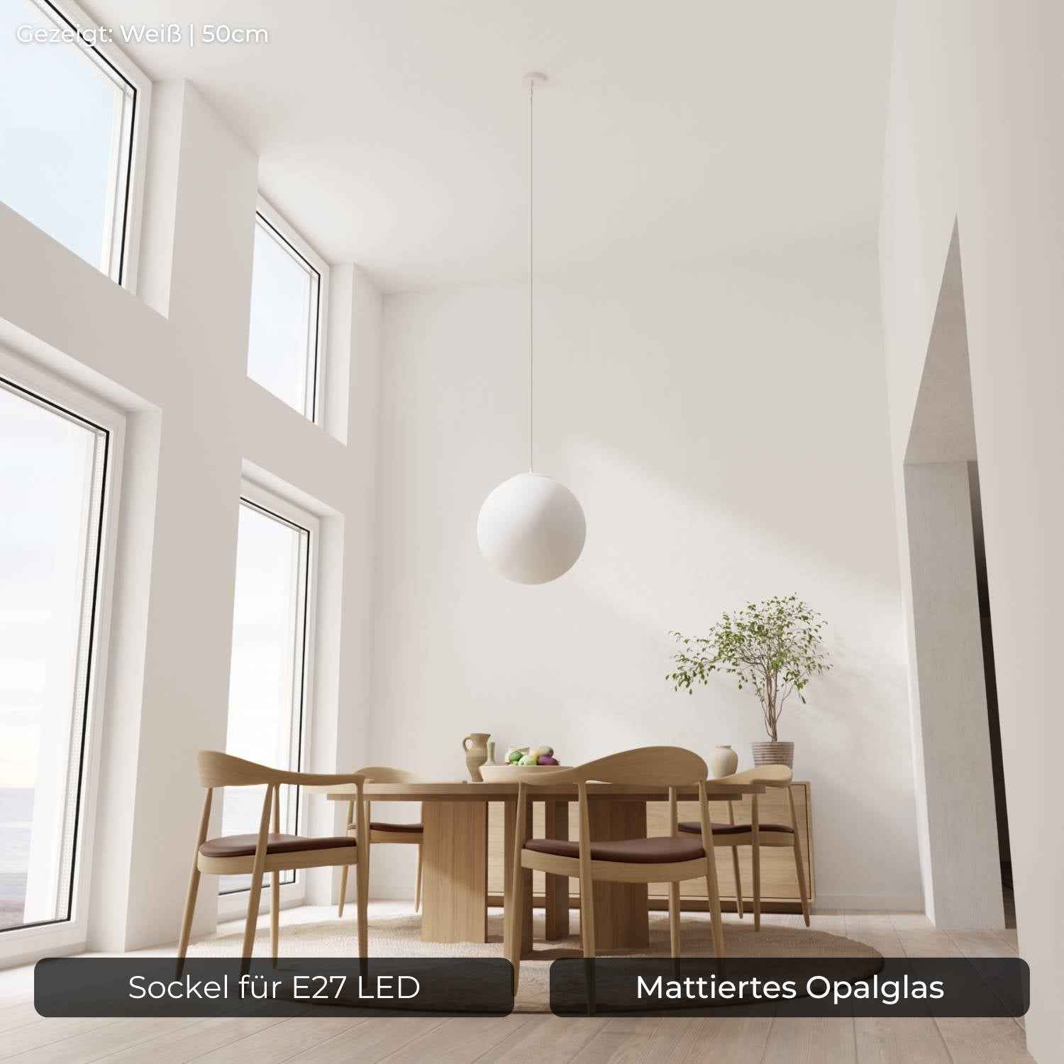 Zyra Pendant Light | Matte Opal Glass, Spherical Design
