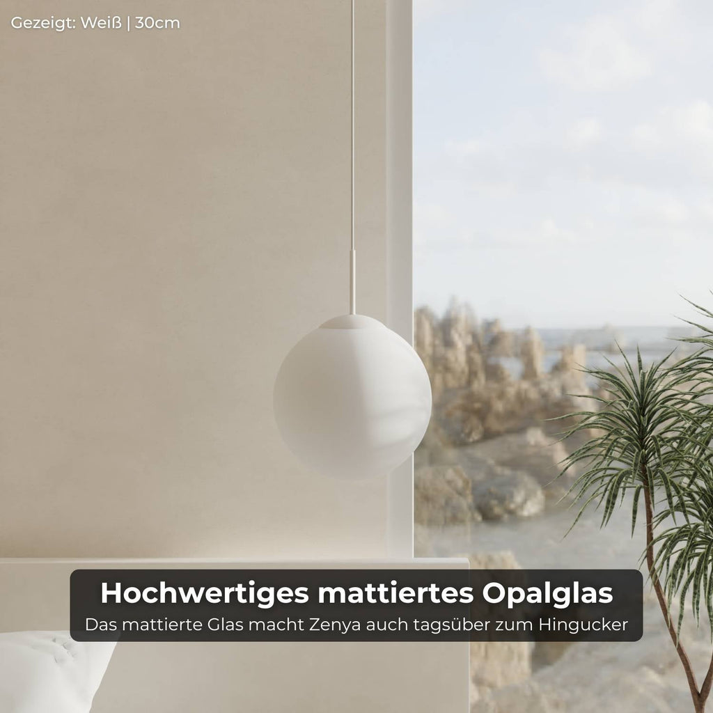 Zyra Pendant Light | Matte Opal Glass, Spherical Design