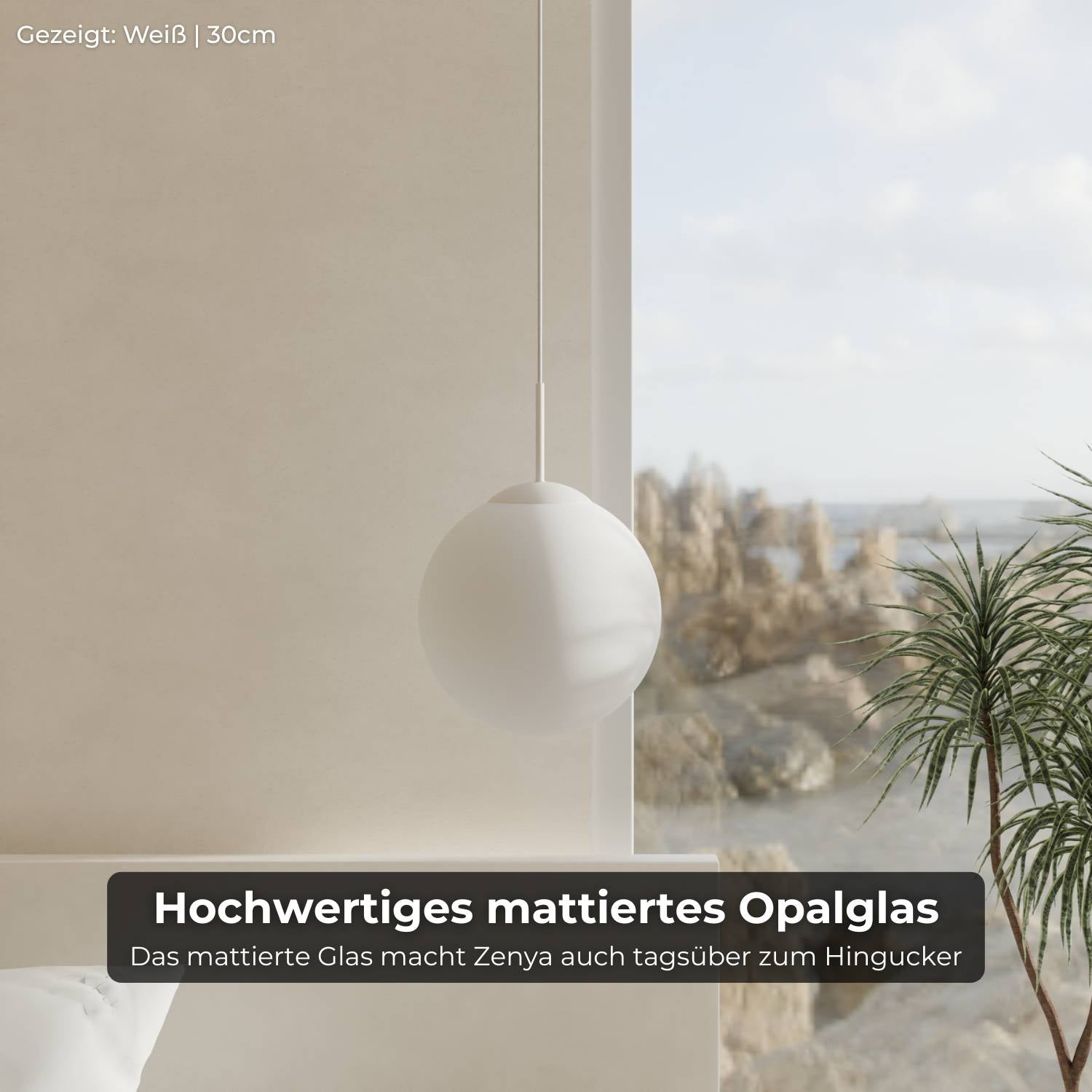 Zyra Pendant Light | Matte Opal Glass, Spherical Design